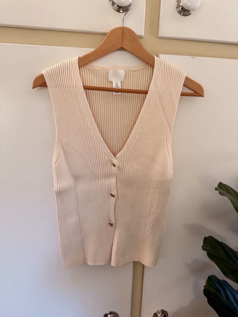 H&M Ribbed Tank Top — Cream Beige - Picture 3 of 7